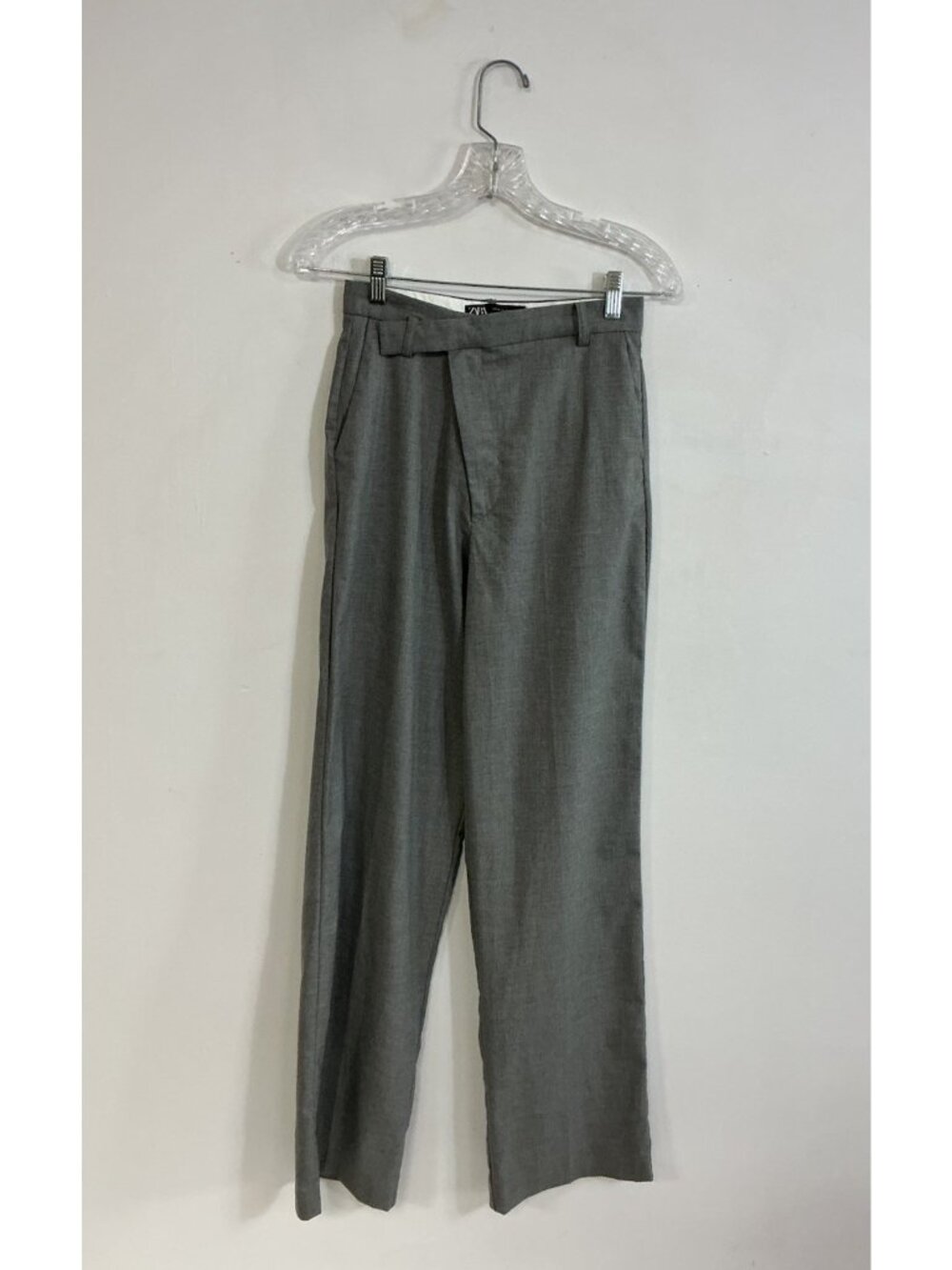 Zara Gray High Rise Wide Leg Tailored Trousers Pants Womens 2 New
